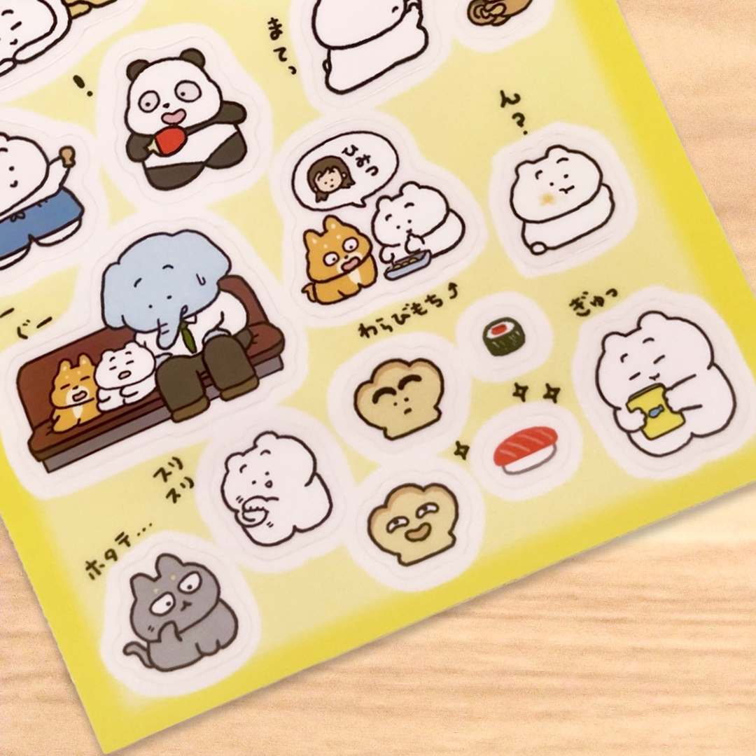 まゆげねこ クリアシール【まゆげねことゆかいなかまたち】