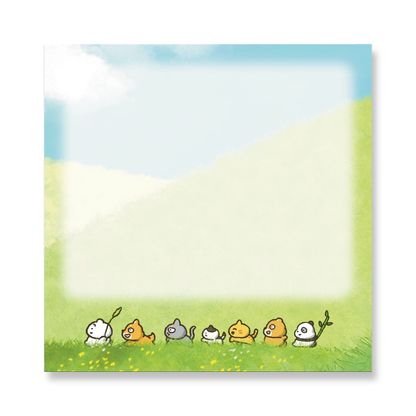 まゆげねこ メモパッド【みんなでさんぽ】