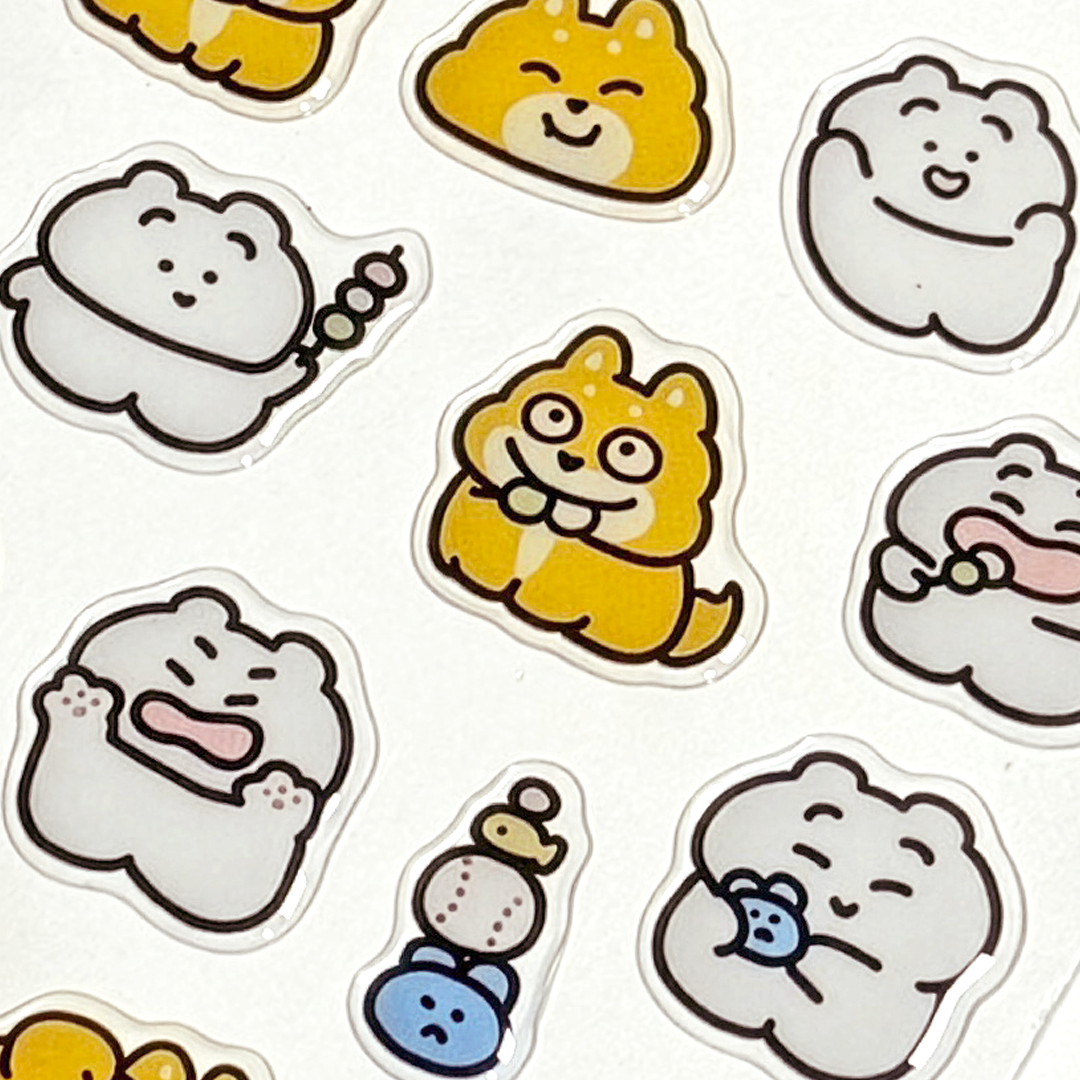 まゆげねこ ぷくぷくシール【まゆげねことじょーじのなかよしコレクション】