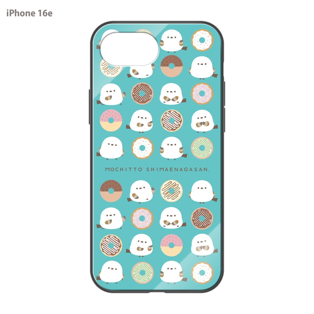 なかさん ガラスiPhoneケース【シマエナガさん。ドーナツ】