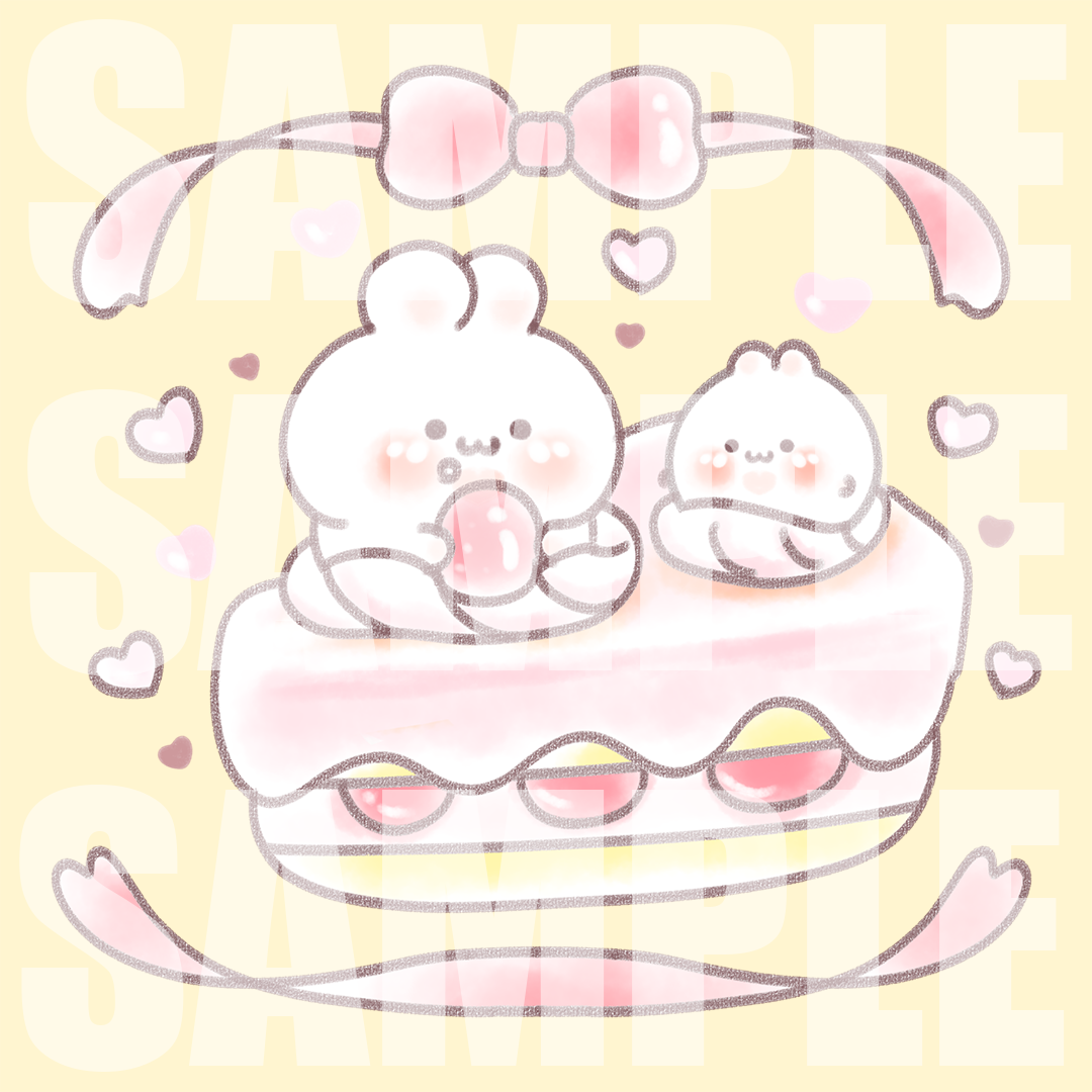 うさぎ ミニハンカチタオル【苺ケーキとうさぎ】