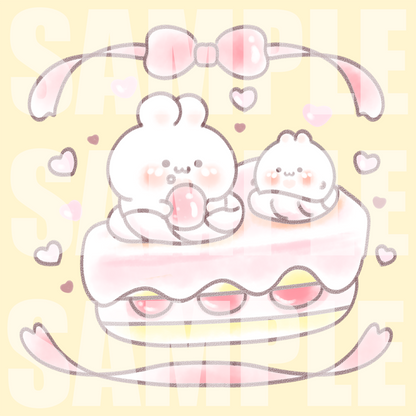うさぎ ミニハンカチタオル【苺ケーキとうさぎ】