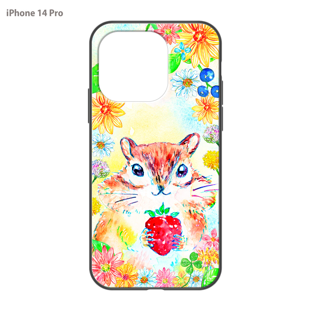 ようこ ガラスiPhoneケース【りすといちご】