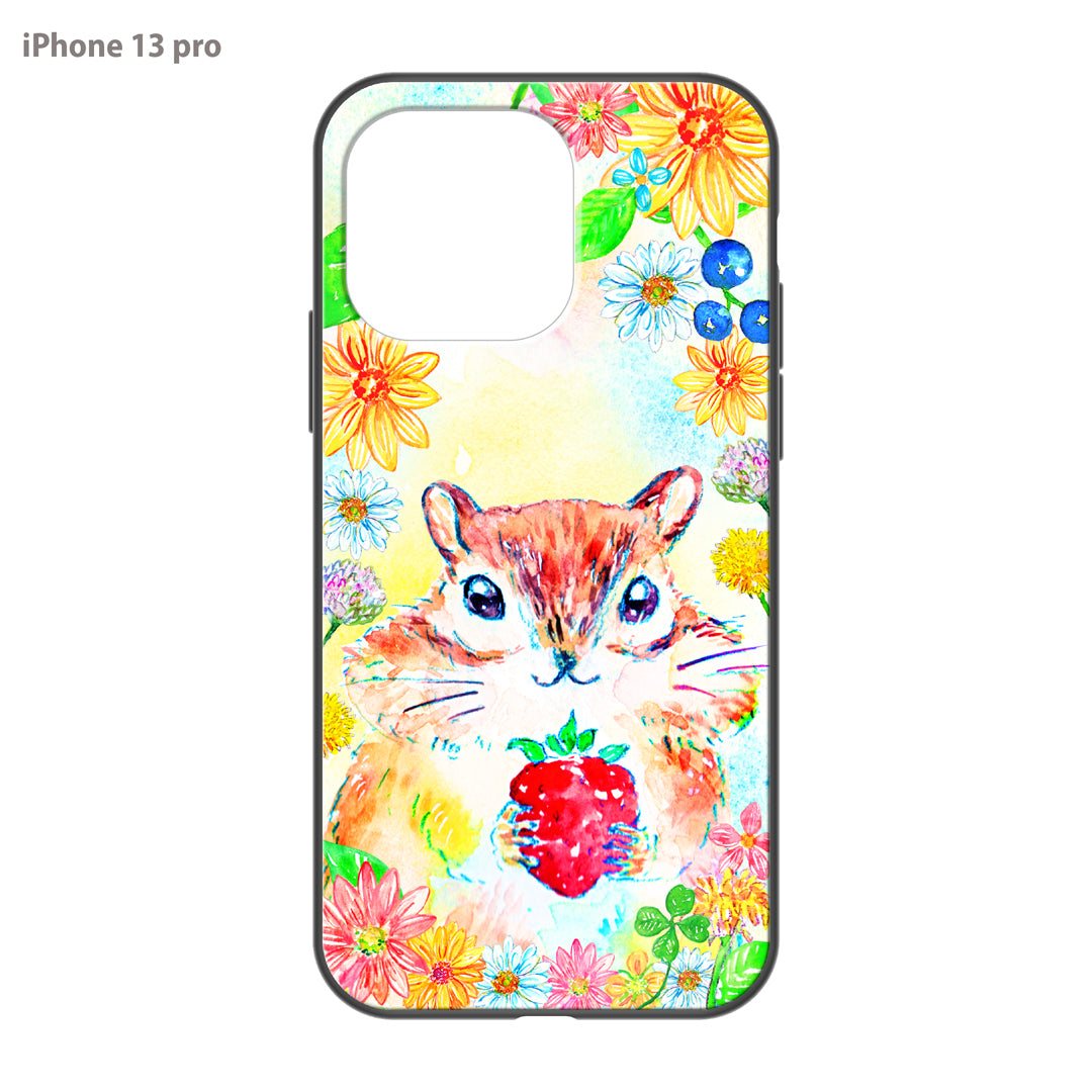 ようこ ガラスiPhoneケース【りすといちご】